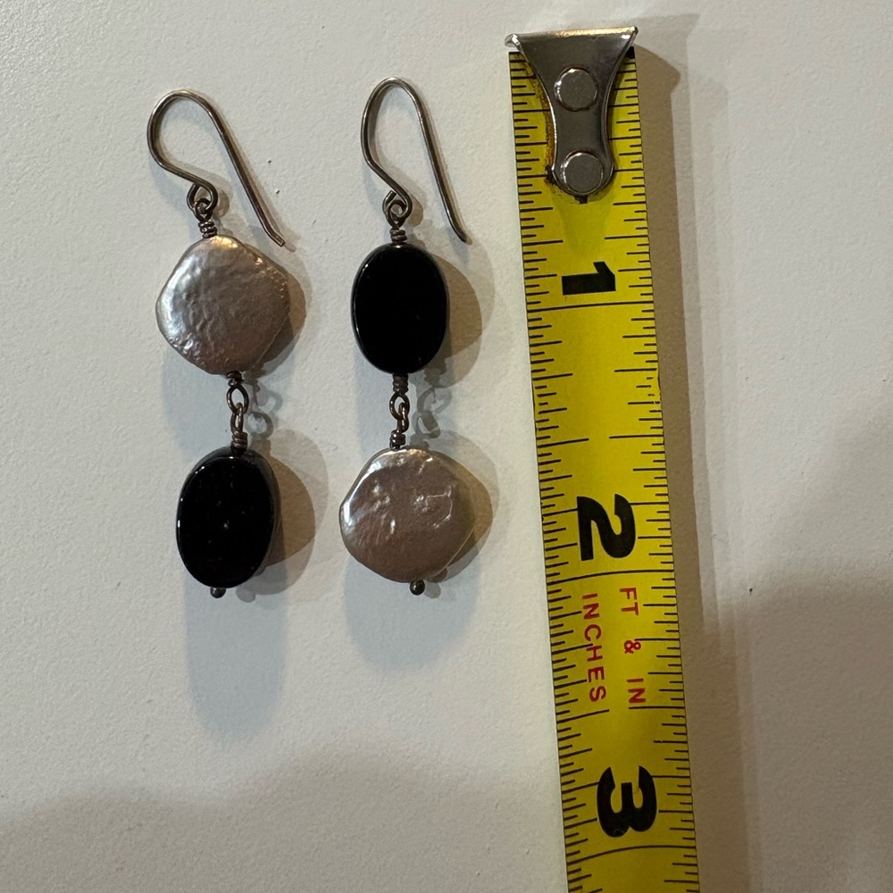 Black & Silver Asymmetrical Dangle Earrings